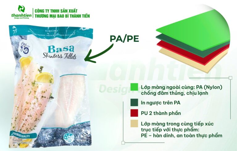 Cấu trúc bao bì đựng cá basa PA/PE