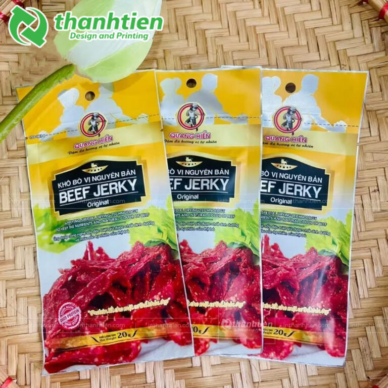 Túi 3 biên có zip đựng bò khô