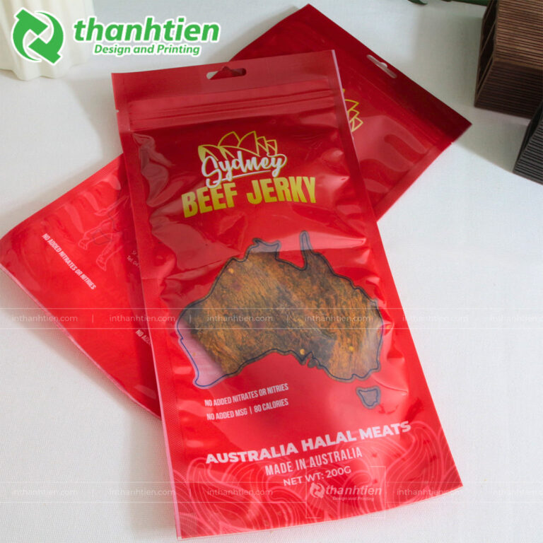 Túi hàn 3 biên đựng khô bò đục lỗ treo