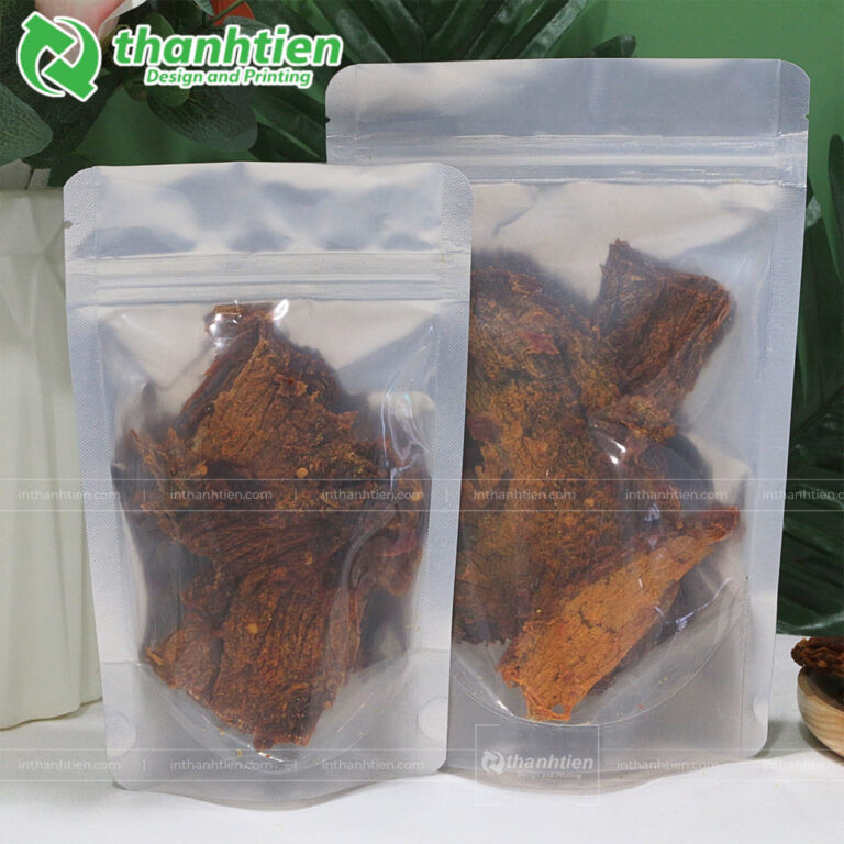 Túi zip bạc 1 mặt trong đựng khô bò