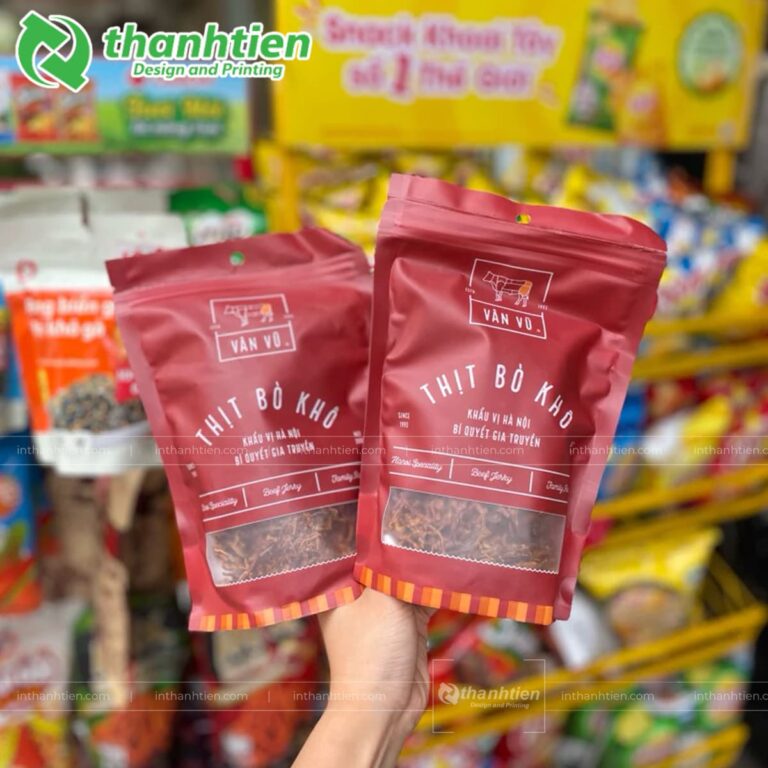 Túi zipper đáy đứng có cửa sổ đựng khô bò