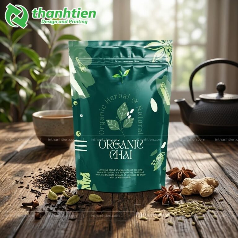 Túi zip đáy đứng đóng gói trà