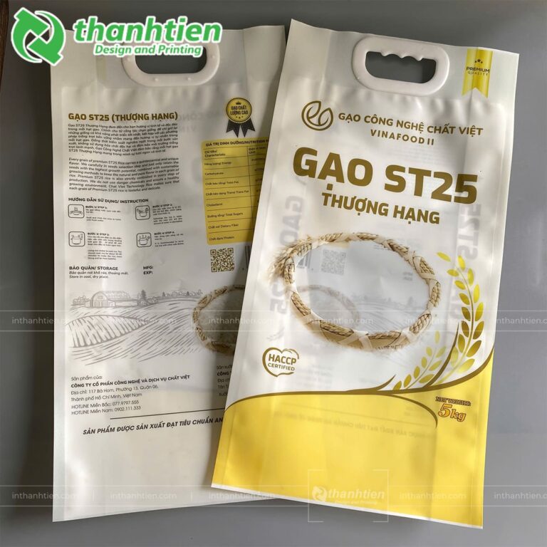 Bao bì đựng gạo ST25 có quai cầm 