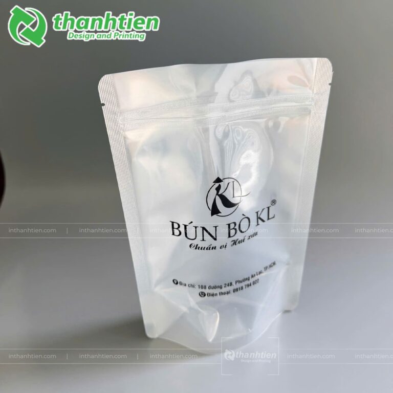 Túi zip 1 mặt bạc đựng nước bún bò