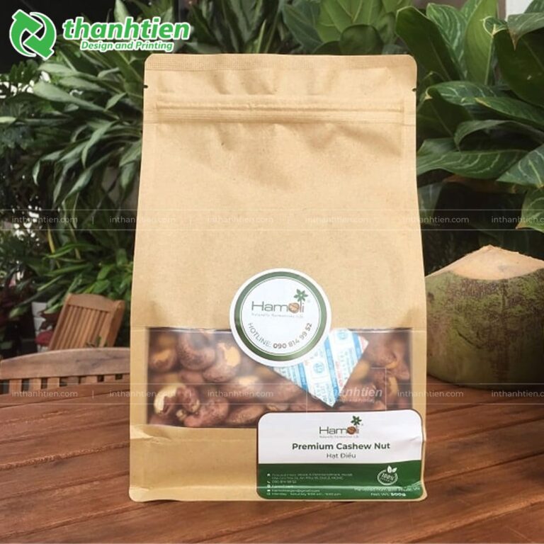 túi zip giấy 8 cạnh đựng hạt điều