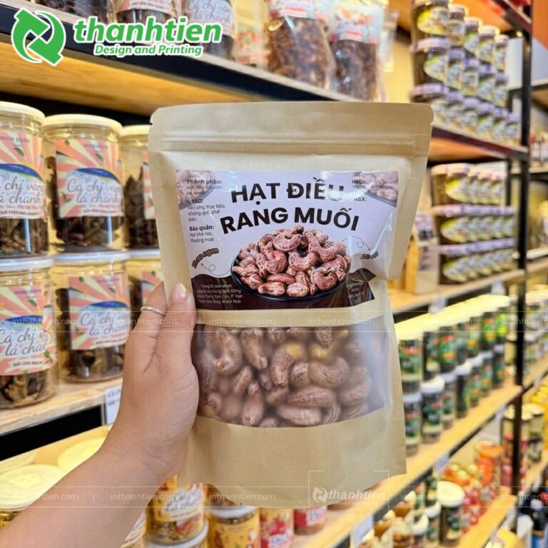 Túi zip giấy kraft có cửa sổ đựng hạt điều
