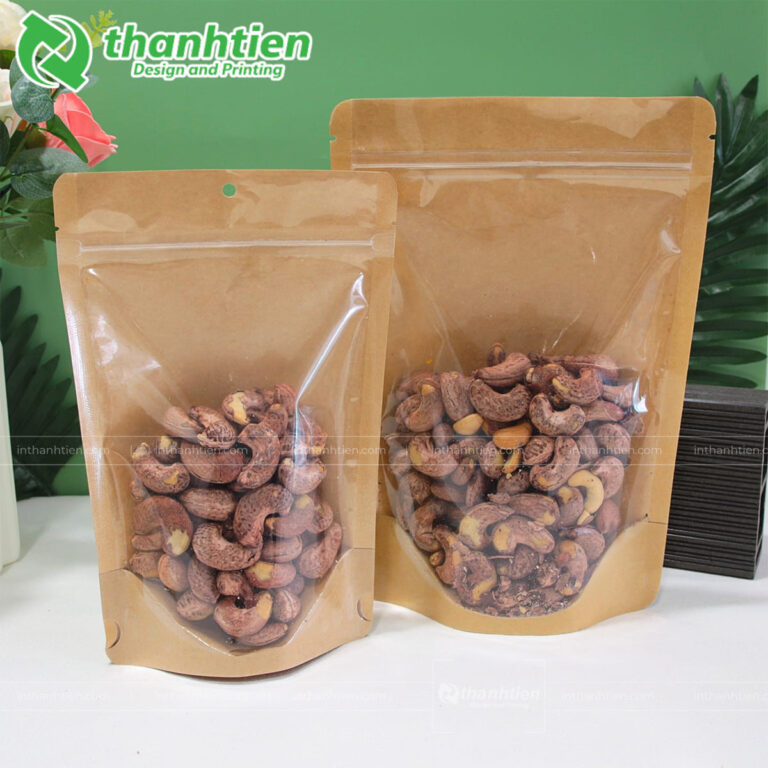 Túi zip giấy kraft 1 mặt trong đựng hạt điều
