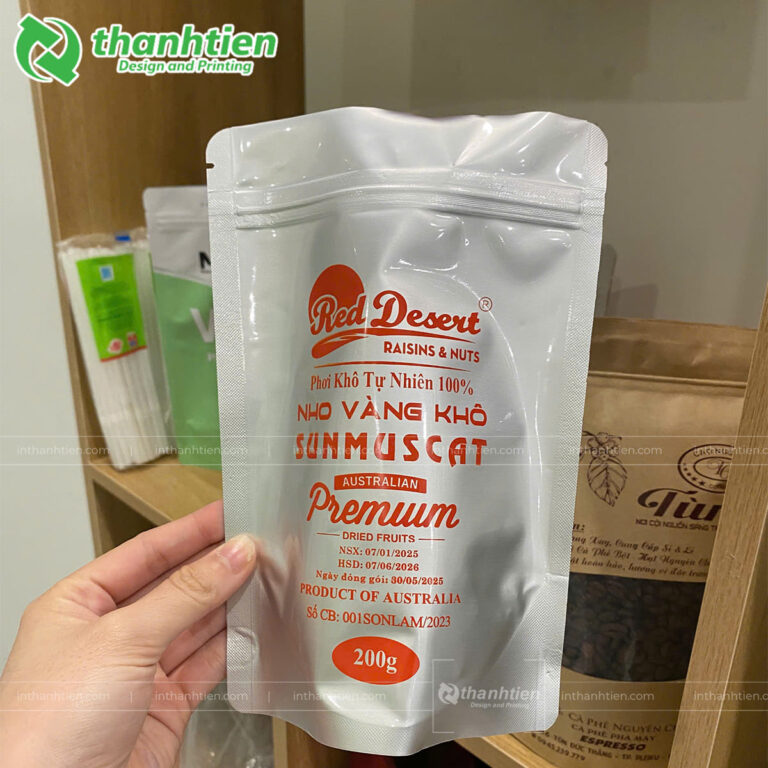 Bao bì đựng nho vàng khô