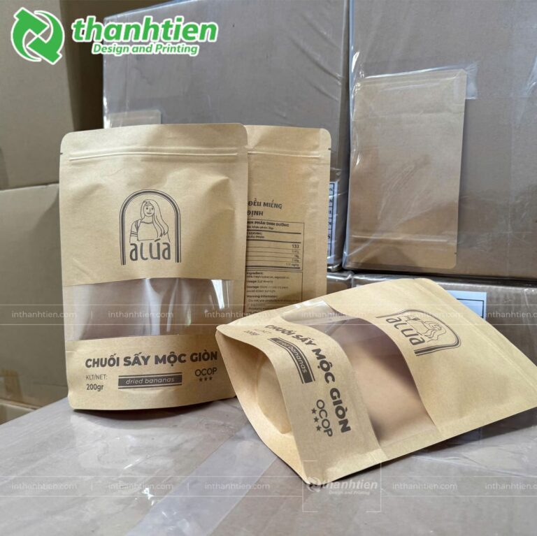 Bao bì giấy kraft đựng chuối sấy