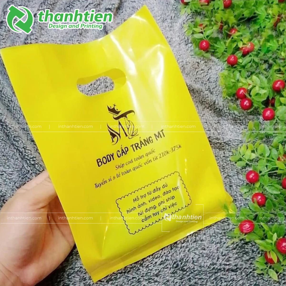 In túi hột xoài đựng mỹ phẩm