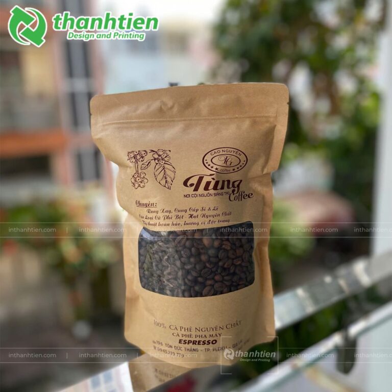 Túi giấy kraft có cửa sổ đựng hạt cà phê