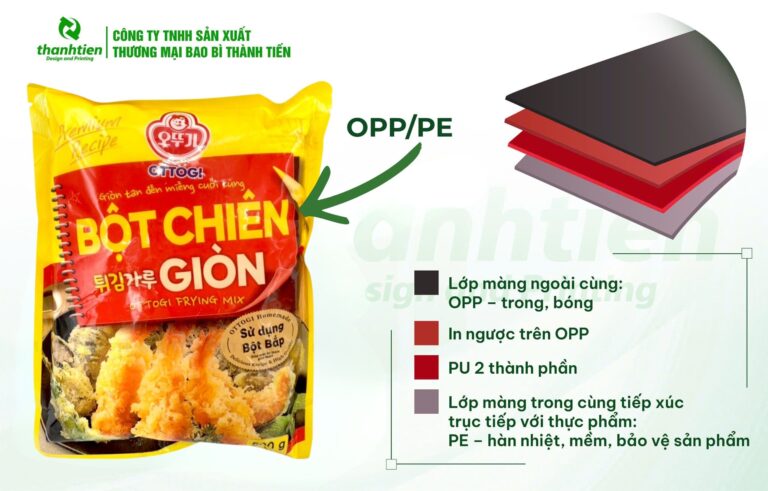 Cấu trúc bao bì  bột chiên opp/pe