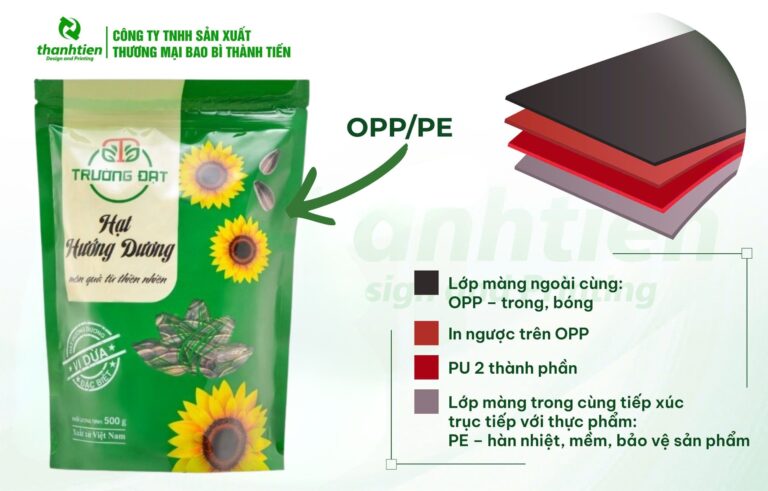 Cấu trúc bao bì hạt hướng dương OPP/PE