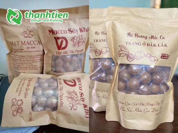 Túi zip giấy có cửa sổ đựng hạt macca