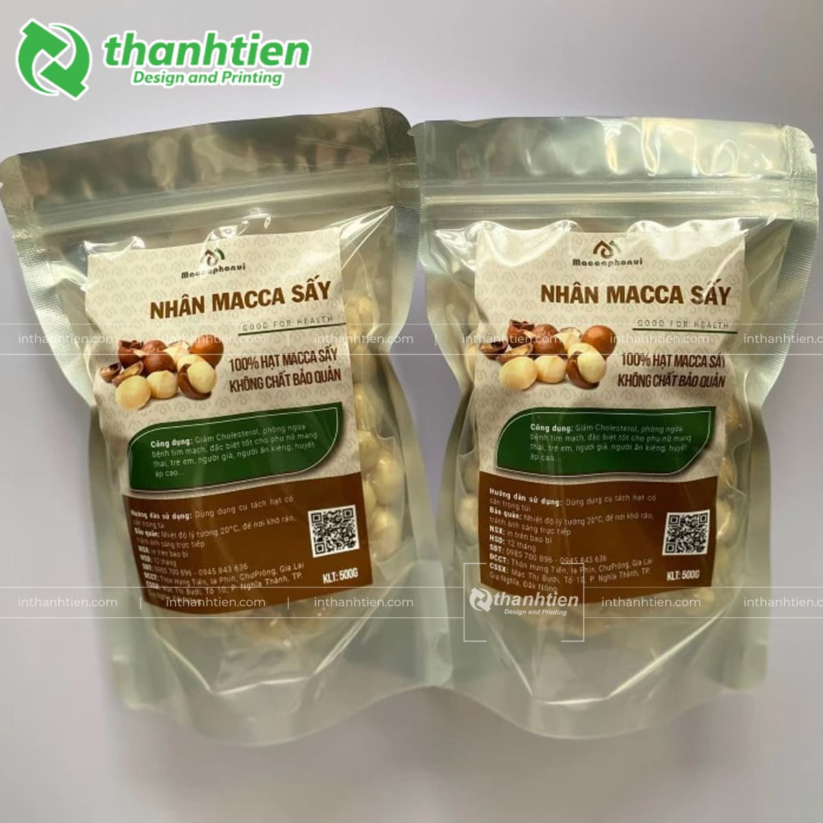 Túi zip bạc 1 mặt đựng hạt macca