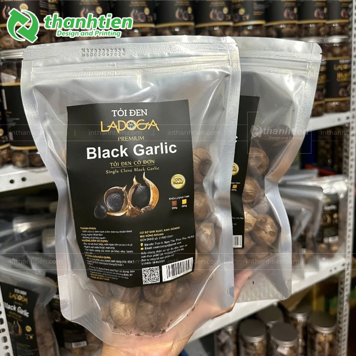 Túi zip bạc 1 mặt đựng tỏi đen