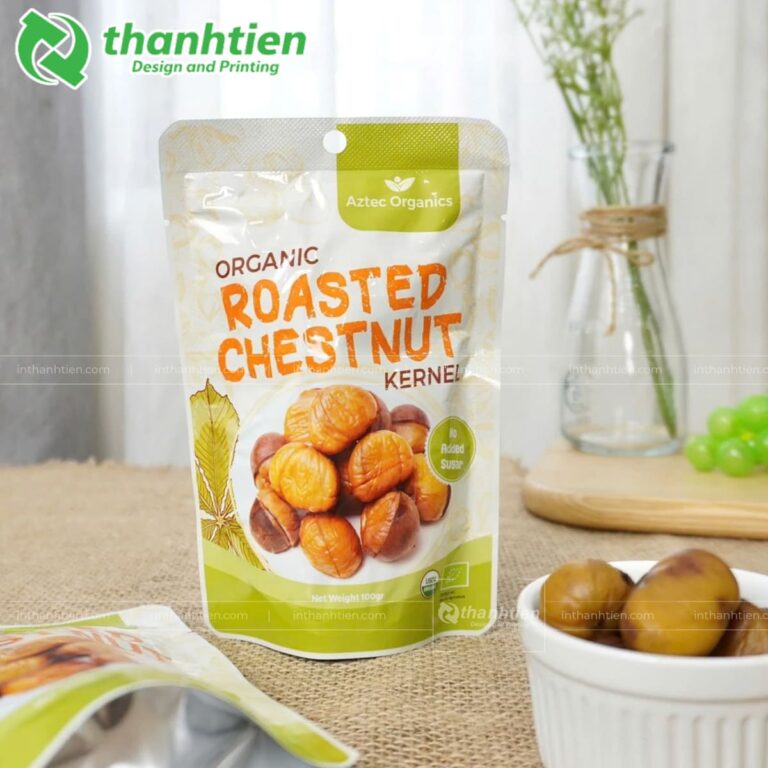 Túi zip đáy đứng đựng hạt dẻ đục lỗ treo