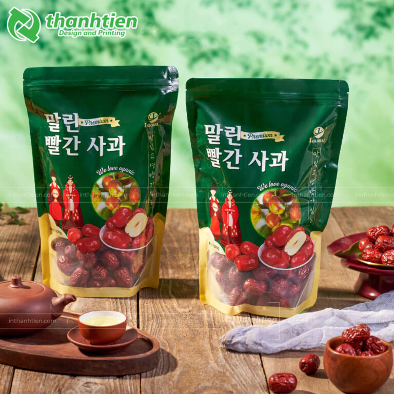 Túi zip đáy đứng đựng táo đỏ