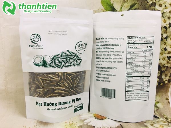 Túi zip đáy đứng đựng hạt hướng dương