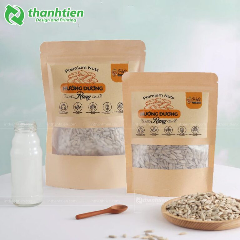 Túi zip giấy có cửa sổ đựng hạt hướng dương