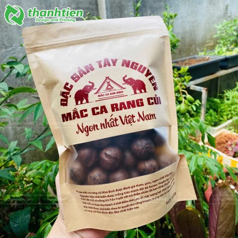 Túi zip giấy có cửa sổ đựng hạt macca