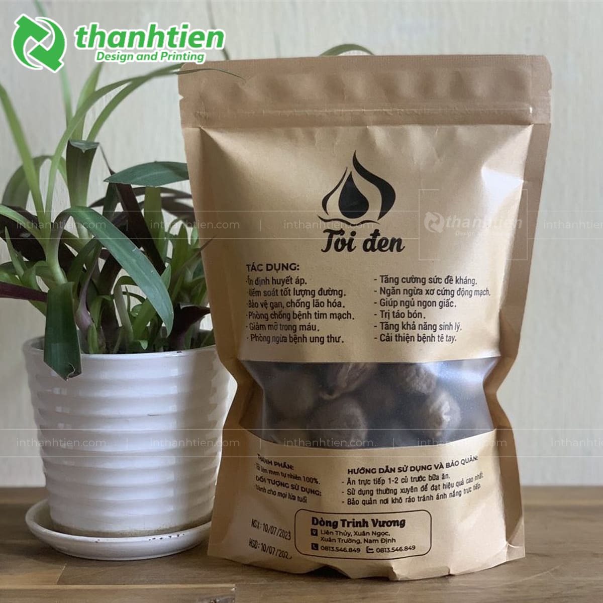 Túi zip giấy có cửa sổ đựng tỏi đen