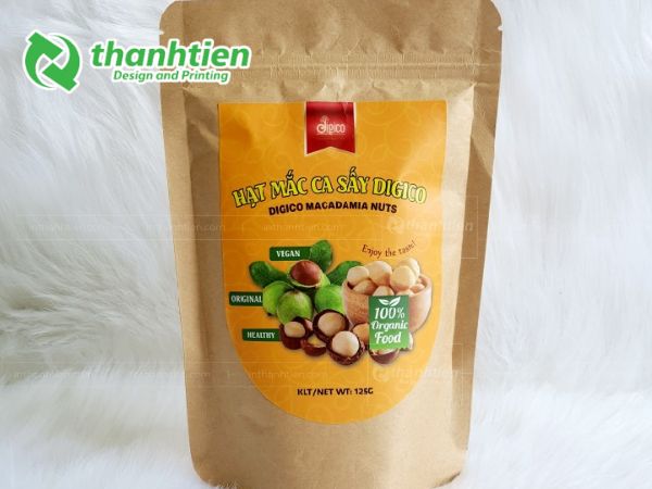 Túi zip giấy đựng hạt macca đẹp