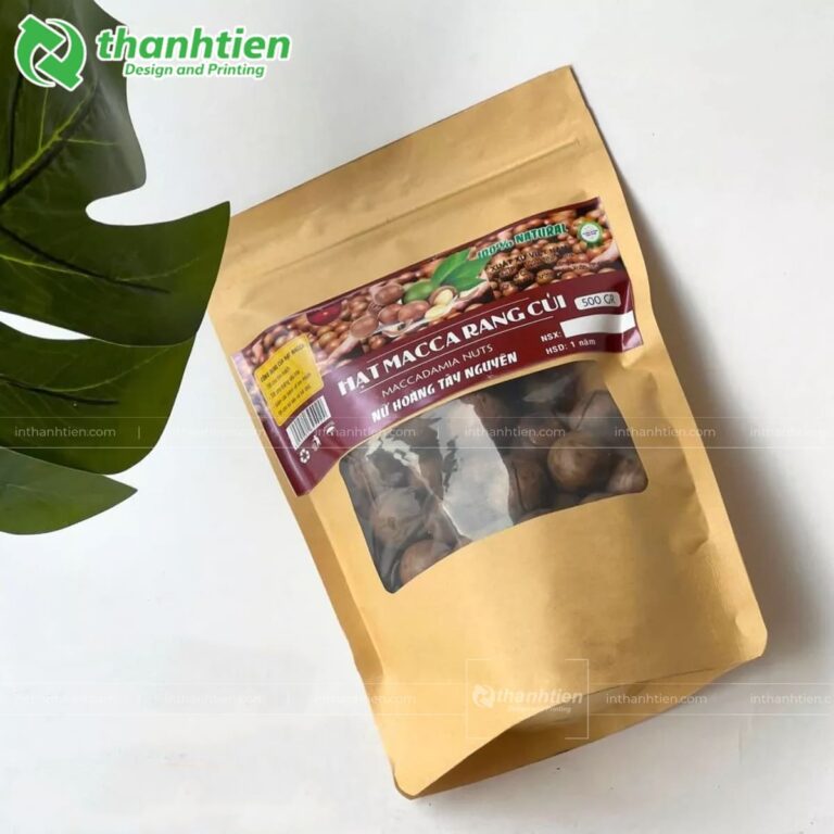 Túi zip giấy kraft đựng hạt macca