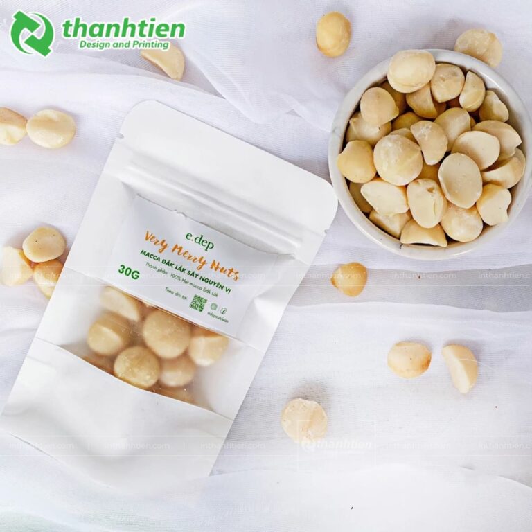 Túi zip giấy trắng đựng hạt macca