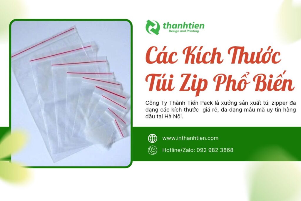 Thumnail các kích thước túi zip