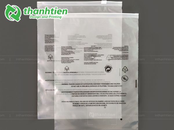 Túi poly có khóa kéo in cảnh báo