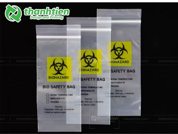 Túi zip chỉ trắng in cảnh báo