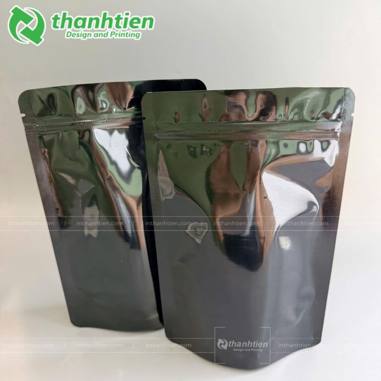Túi zipper đáy đứng màu đen