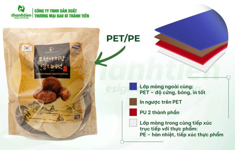 Cấu tạo bao bì nấm PET/PE