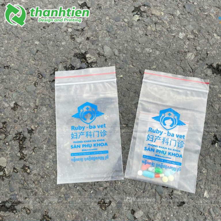 In túi zip viền đỏ đựng thuốc
