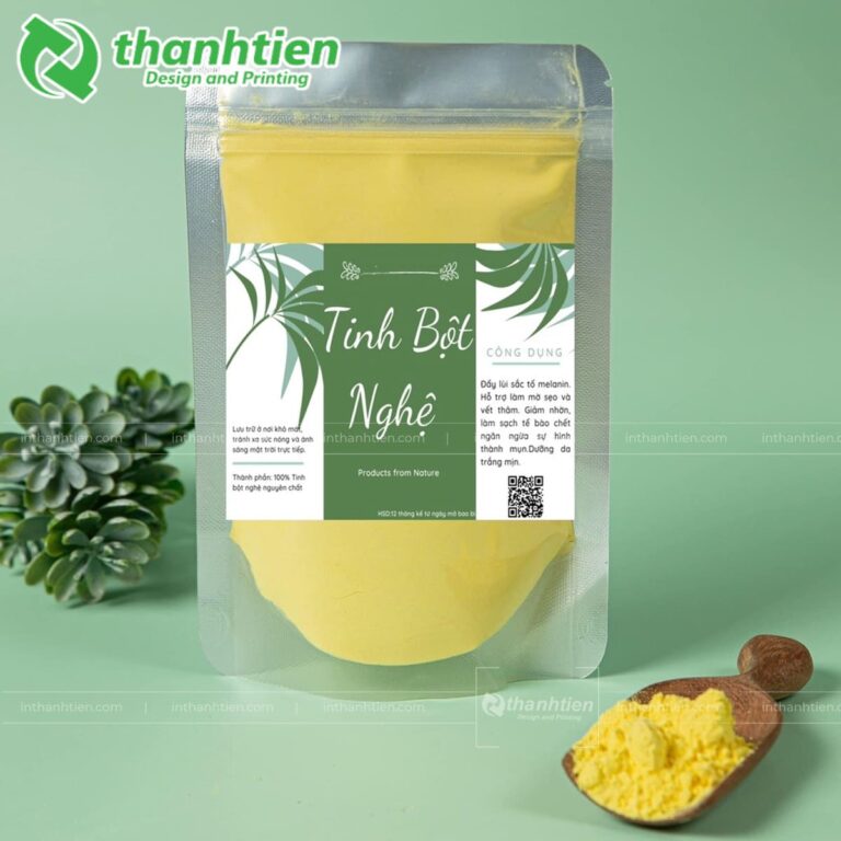 Túi zip 1 mặt bạc đựng bột nghệ