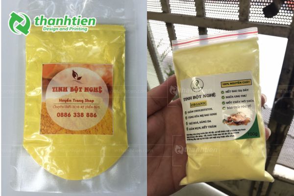 Túi zip chỉ đỏ đựng tinh bột nghệ