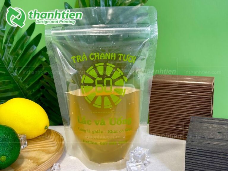 Túi zip đấy đứng đựng nước ép chanh