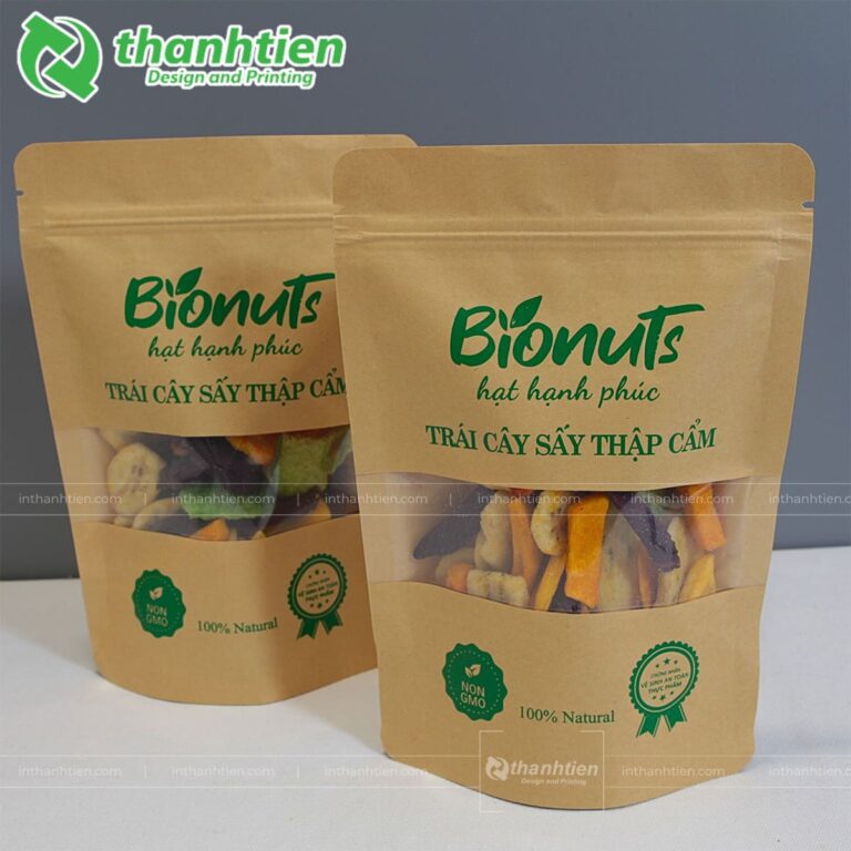 Túi zip kraft cửa sổ đựng trái cây sấy
