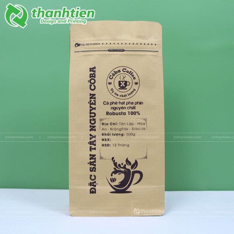 Túi zipper 8 cạnh đựng cà phê