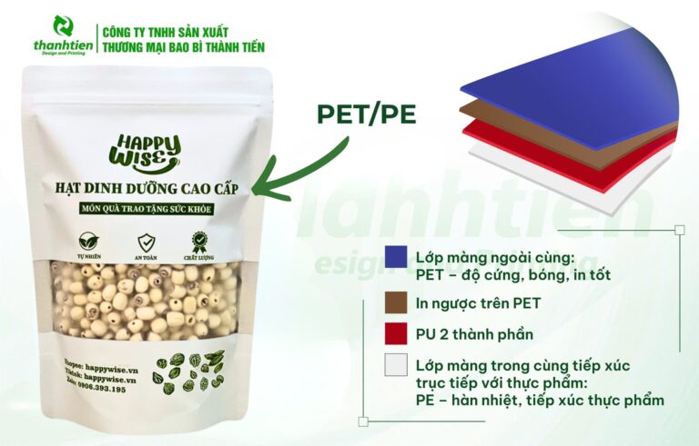 Cấu tạo bao bì hạt sen PET/PE