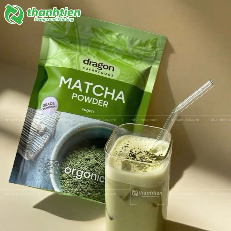In túi đựng bột matcha
