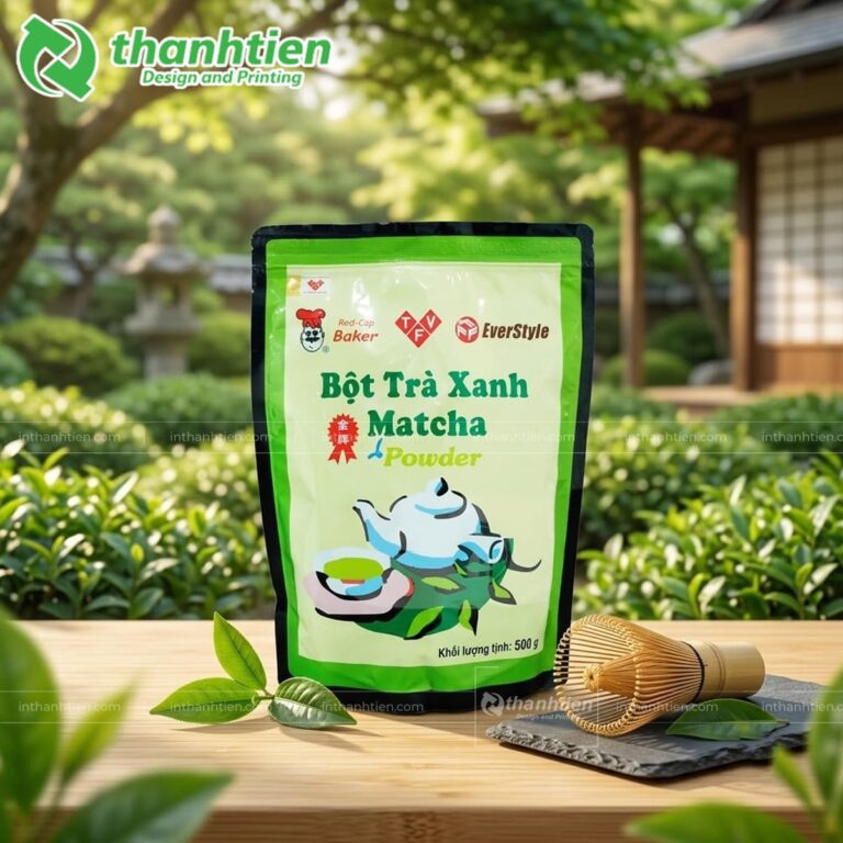 Túi 3 biên đựng bột matcha