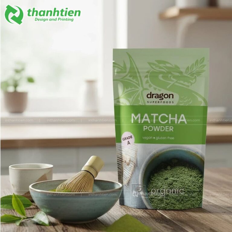 Túi đáy đứng đựng bột matcha