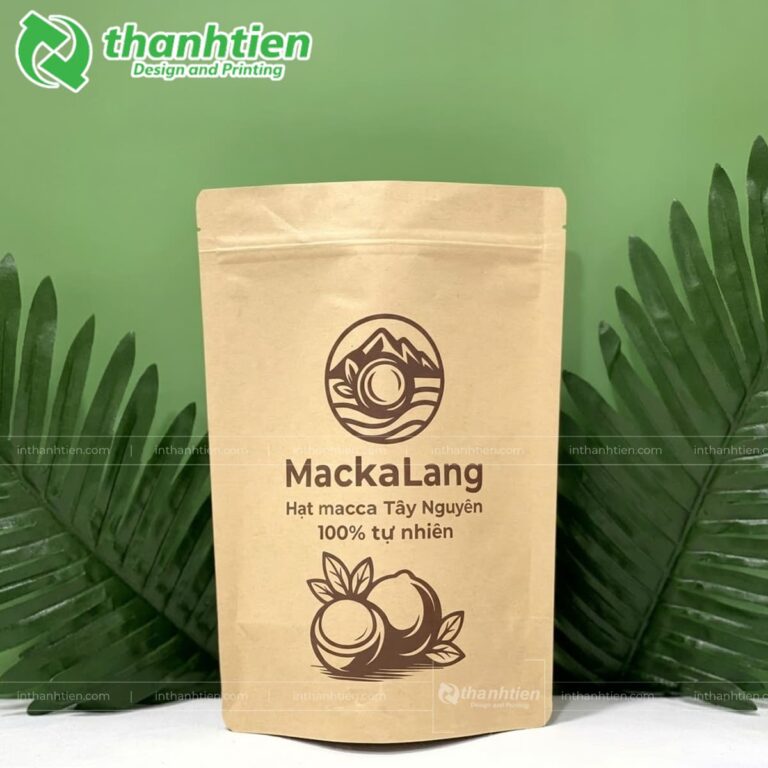 Túi giấy 3 biên đựng hạt macca