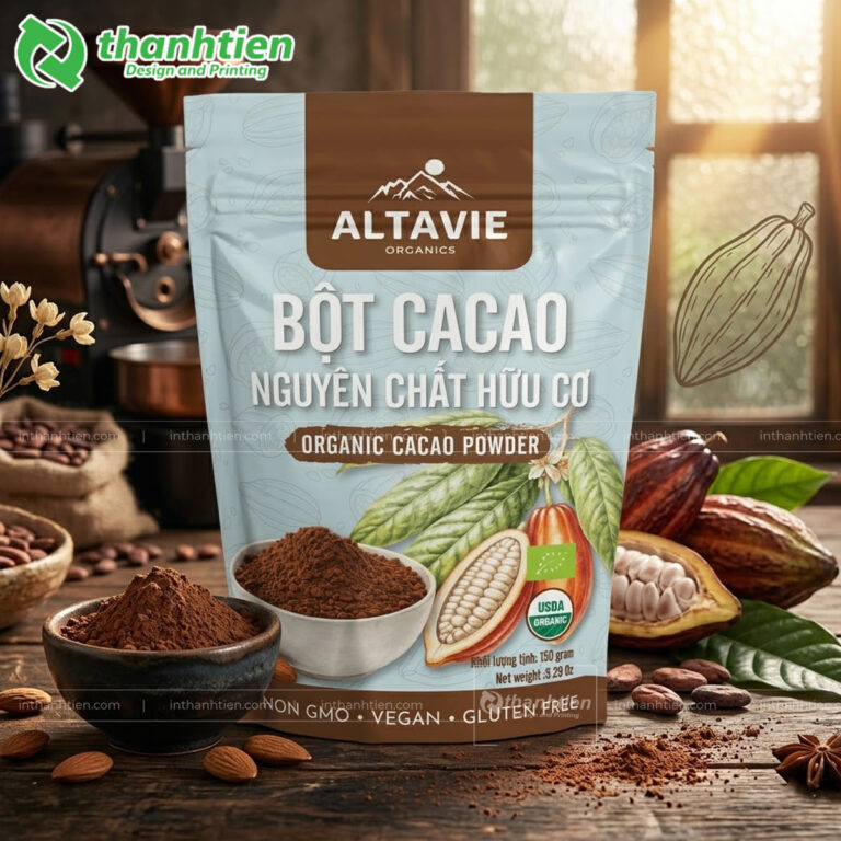 Túi zip đáy đứng đựng bột ca cao