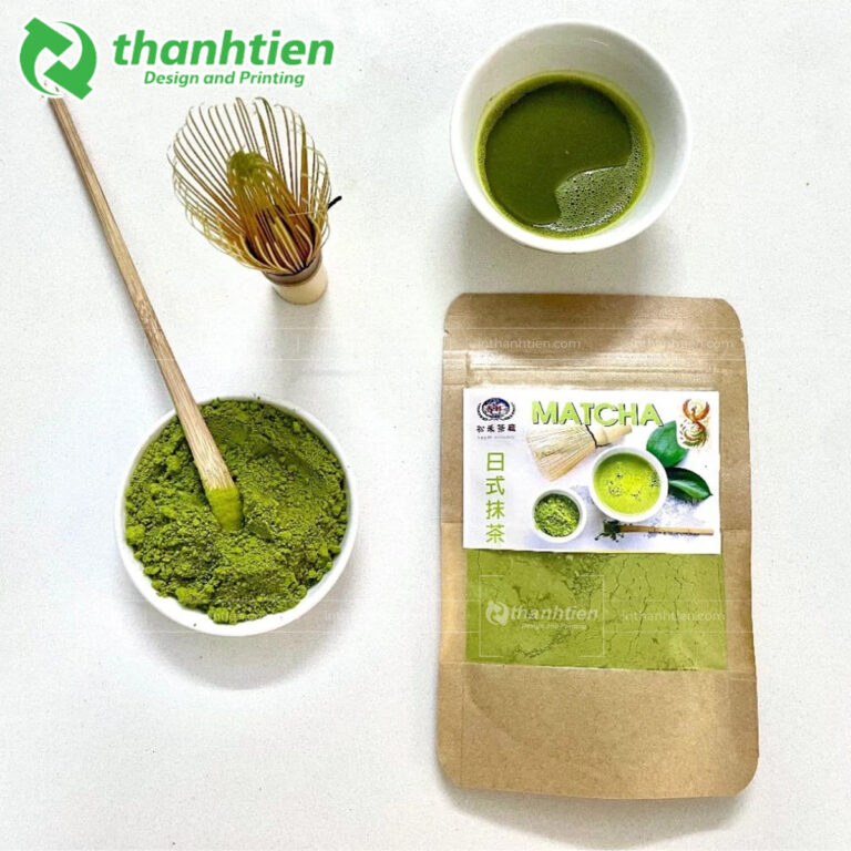 Túi zip giấy có cửa sổ đựng bột matcha