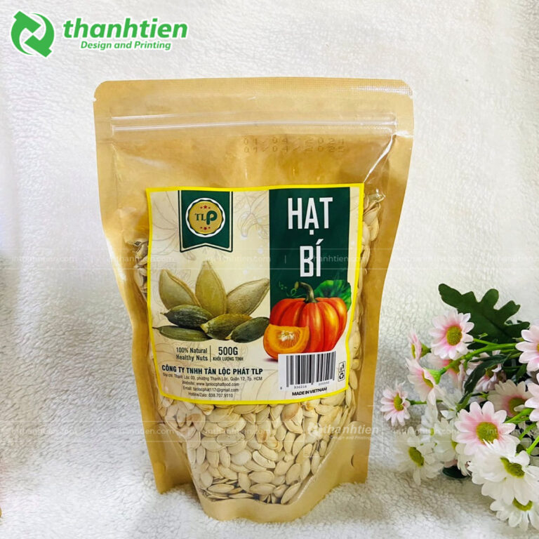 Túi zip giấy kraft đựng hạt bí