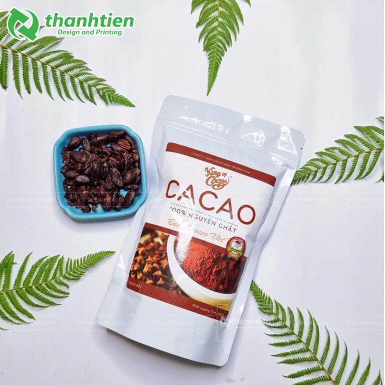 Túi zip trắng đựng bột ca cao