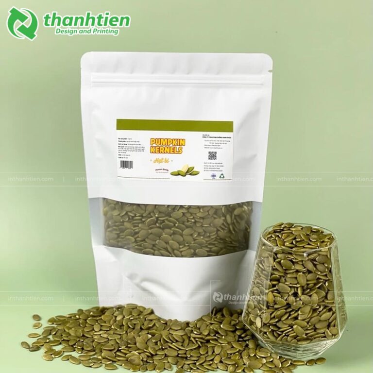 Túi zip trắng sữa đựng hạt bí